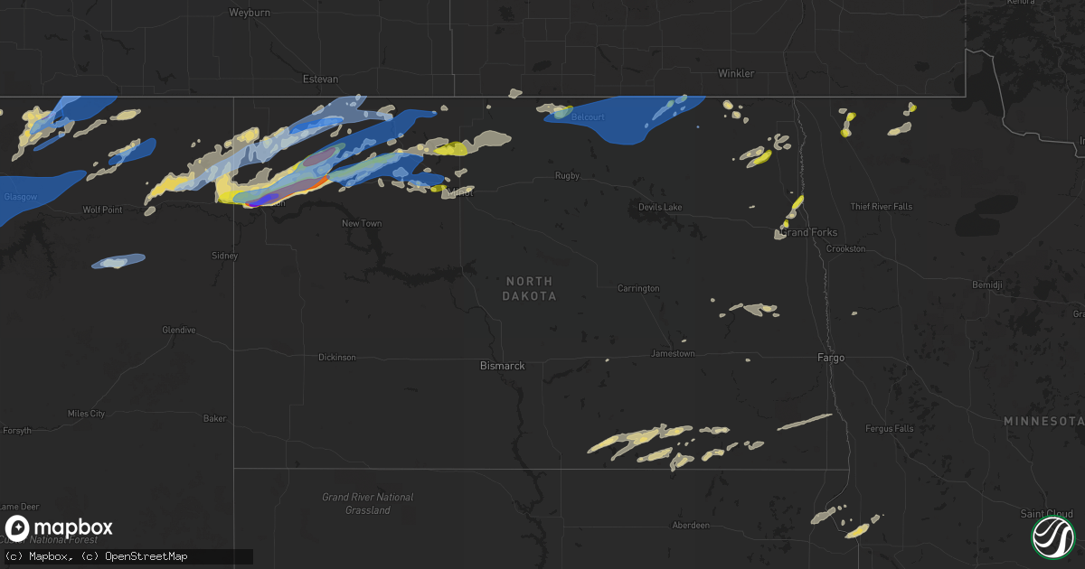 Hail map in North Dakota on July 18, 2022
