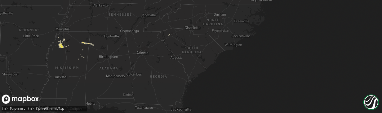Hail map in South Carolina on July 18, 2022