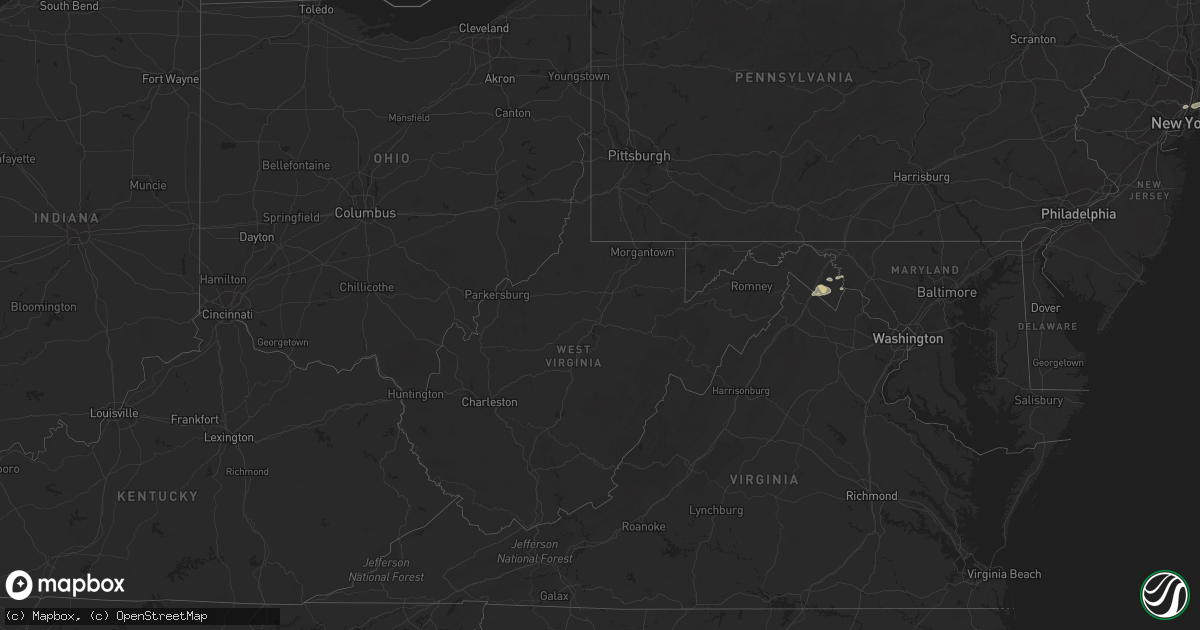 Hail map in West Virginia on July 18, 2022