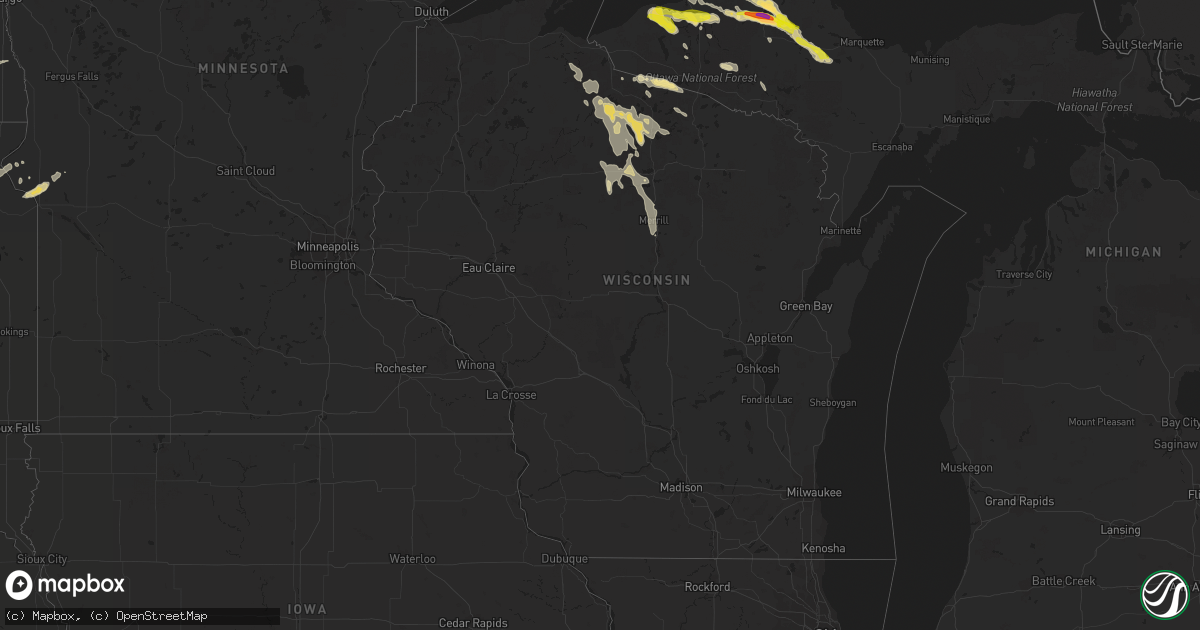 Hail map in Wisconsin on July 18, 2022