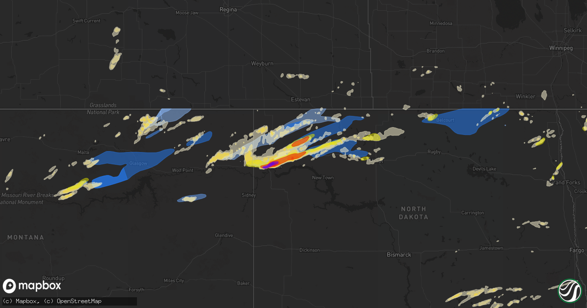 Hail map on July 18, 2022