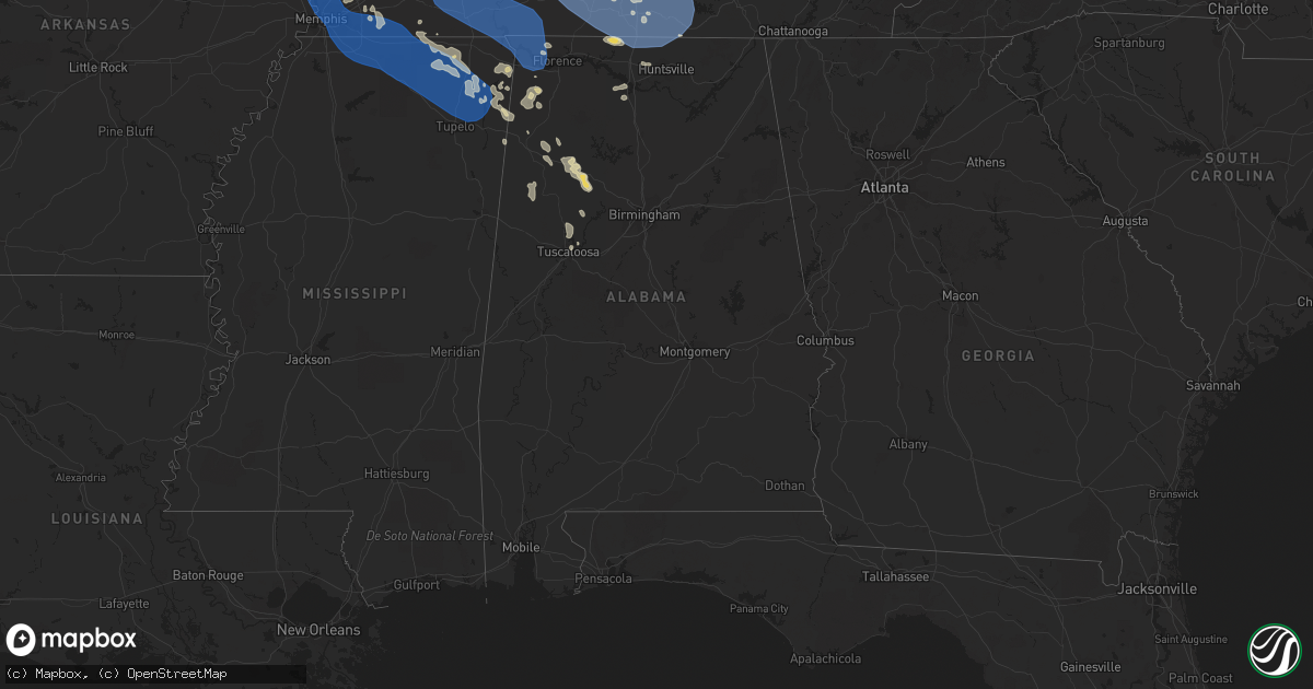 Hail map in Alabama on July 18, 2023