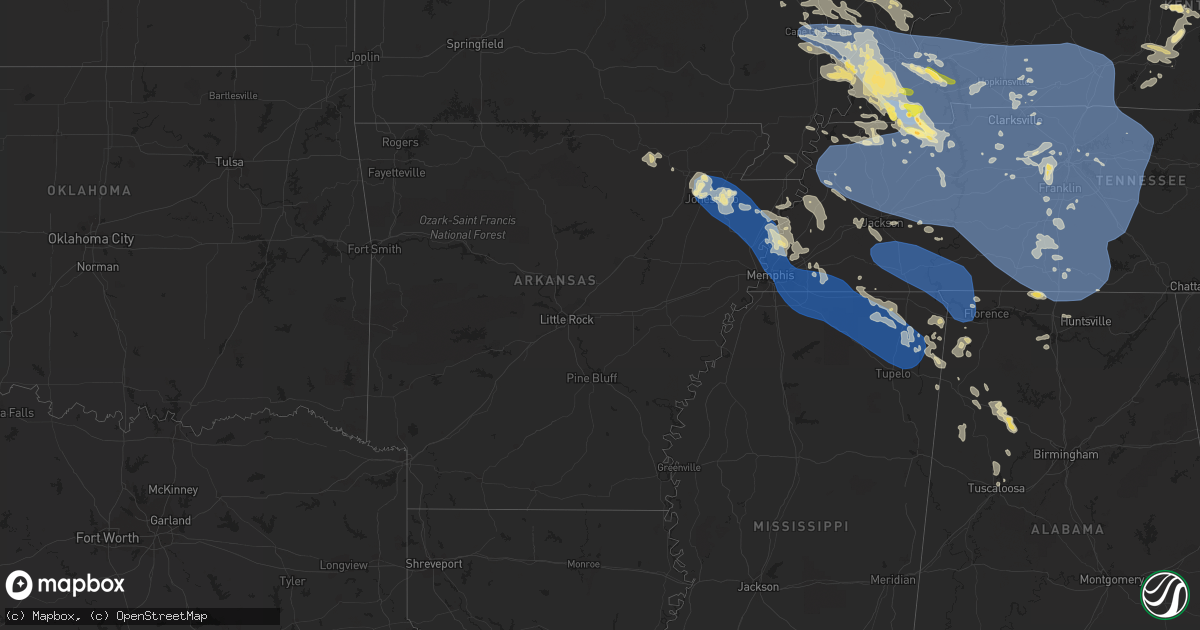 Hail map in Arkansas on July 18, 2023