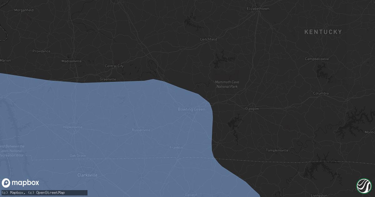 Hail map in Bowling Green, KY on July 18, 2023