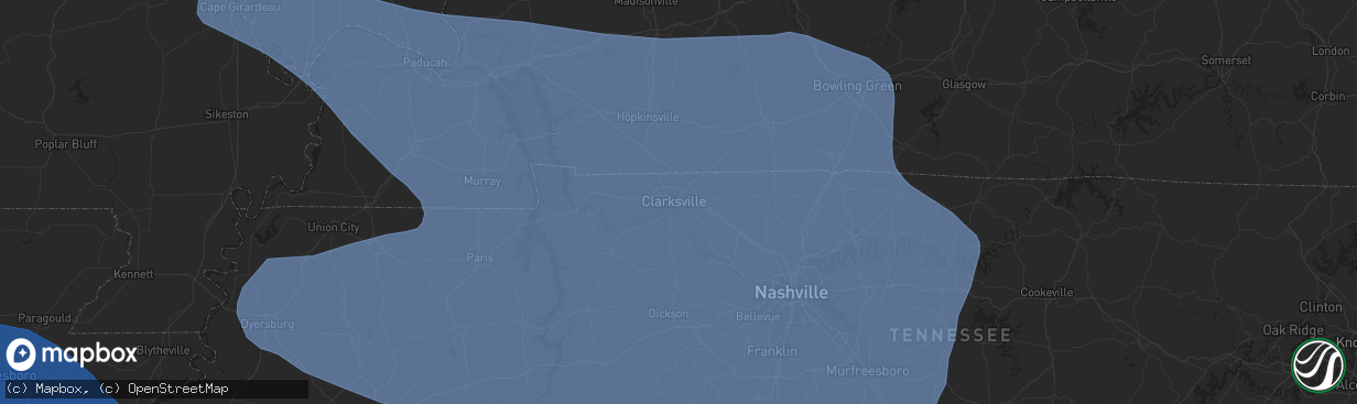 Hail map in Clarksville, TN on July 18, 2023