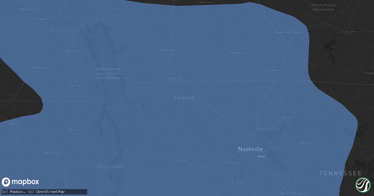 Hail map in Clarksville, TN on July 18, 2023