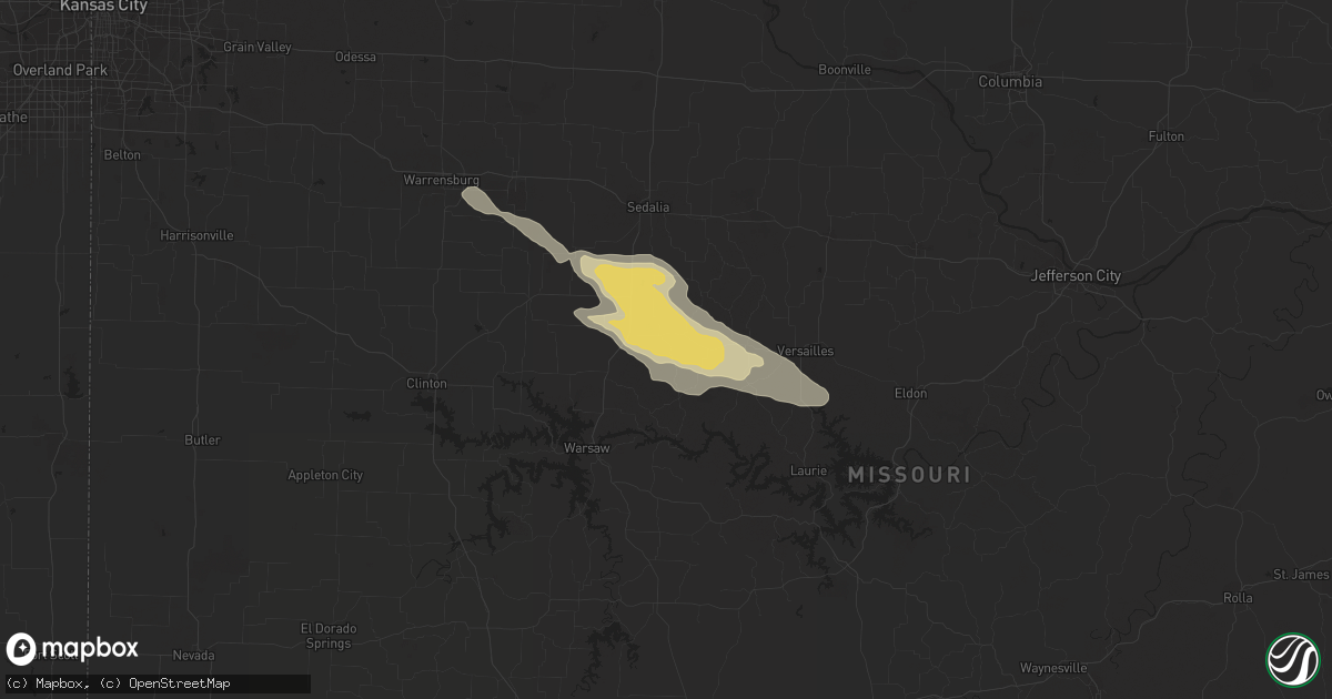 Hail map in Cole Camp, MO on July 18, 2023