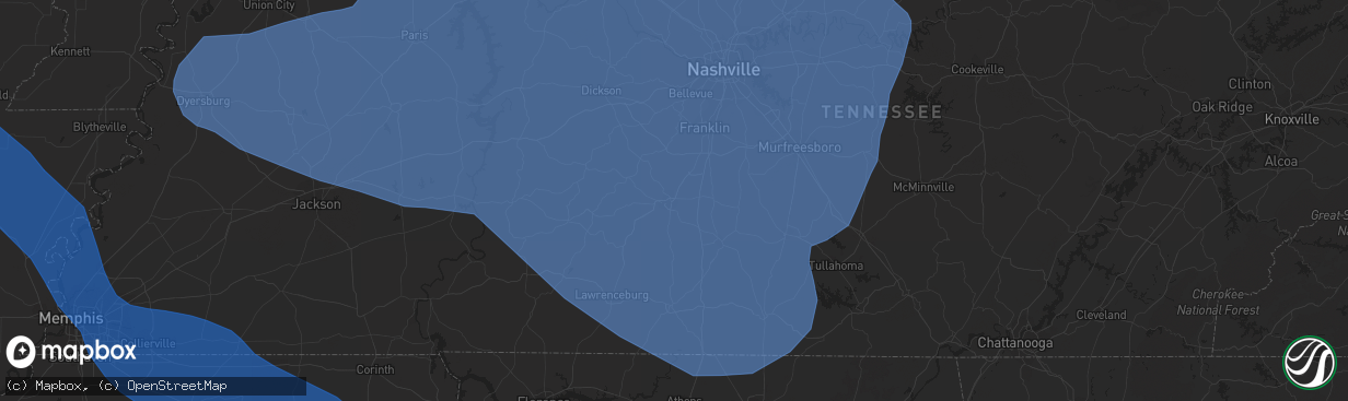 Hail map in Columbia, TN on July 18, 2023