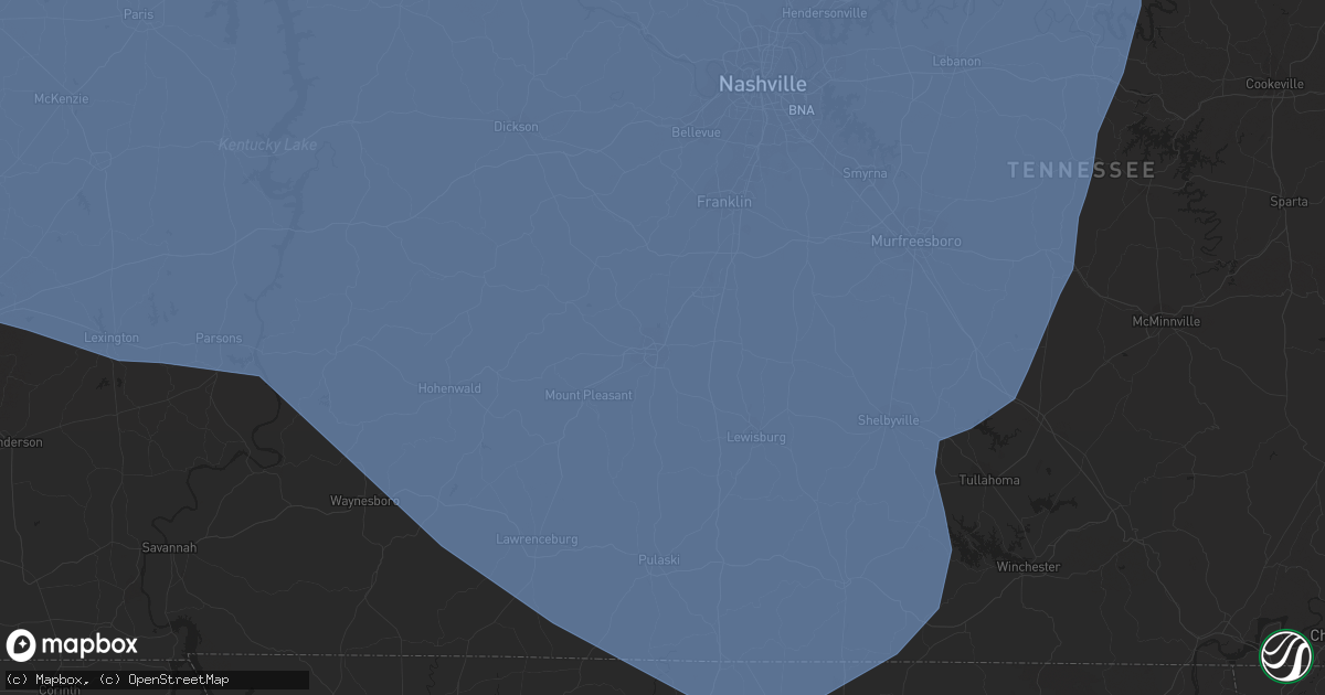 Hail map in Columbia, TN on July 18, 2023