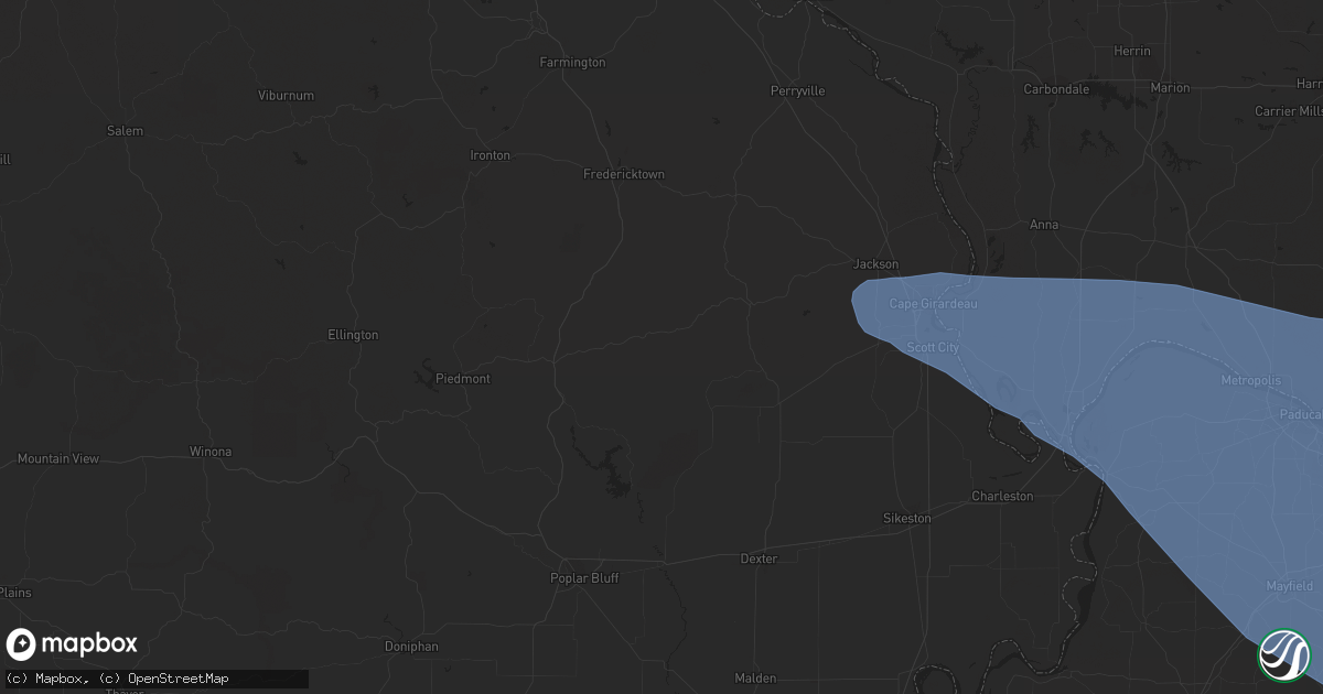 Hail map in Dyersburg, TN on July 18, 2023