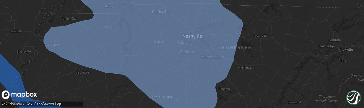 Hail map in Franklin, TN on July 18, 2023