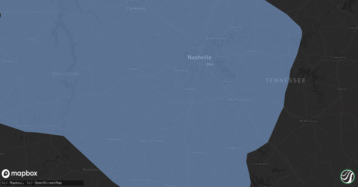 Hail map in Franklin, TN on July 18, 2023