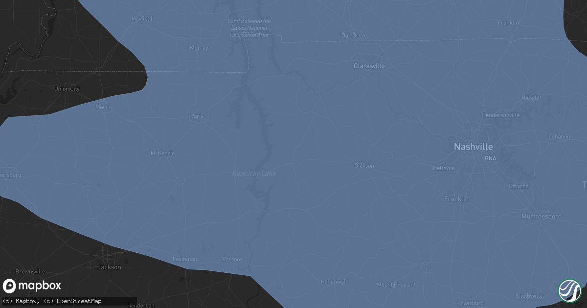 Hail map in Hendersonville, TN on July 18, 2023