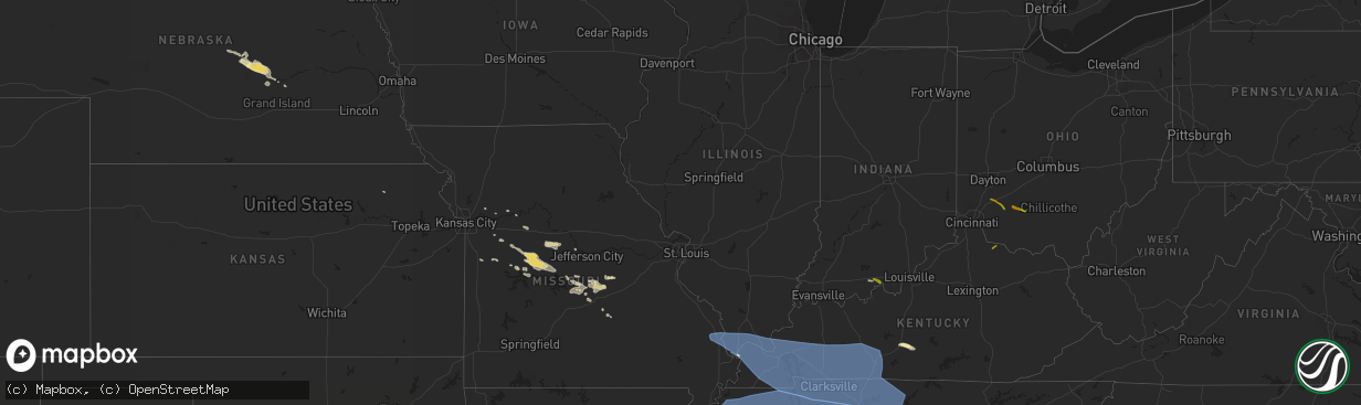 Hail map in Kansas on July 18, 2023