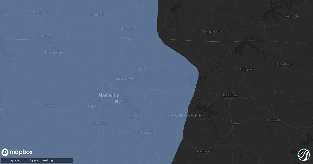 Hail map in Lebanon, TN on July 18, 2023