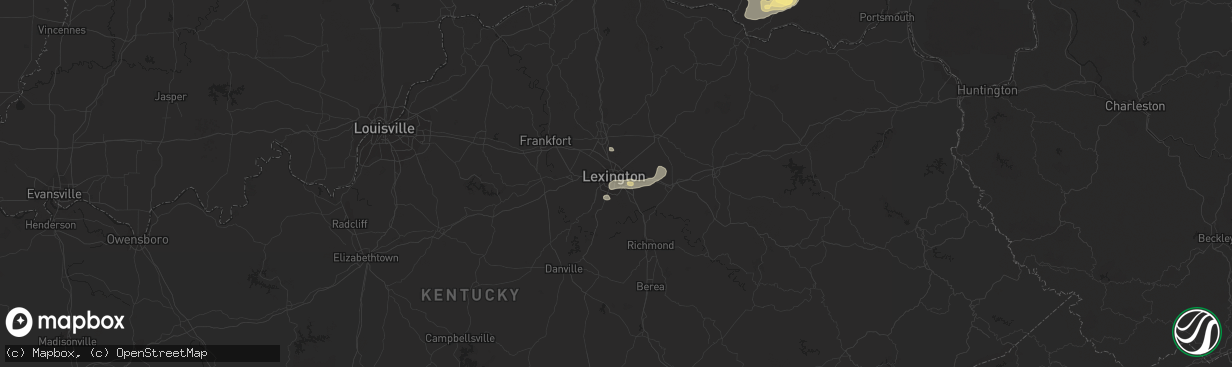 Hail map in Lexington, KY on July 18, 2023