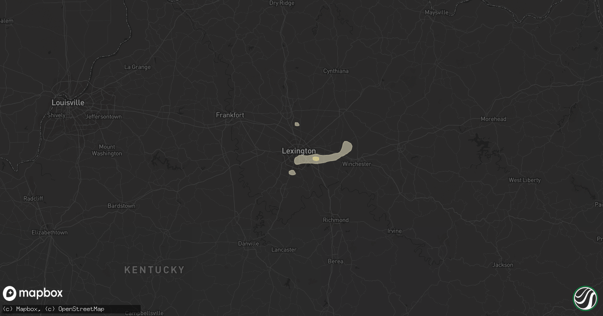 Hail map in Lexington, KY on July 18, 2023