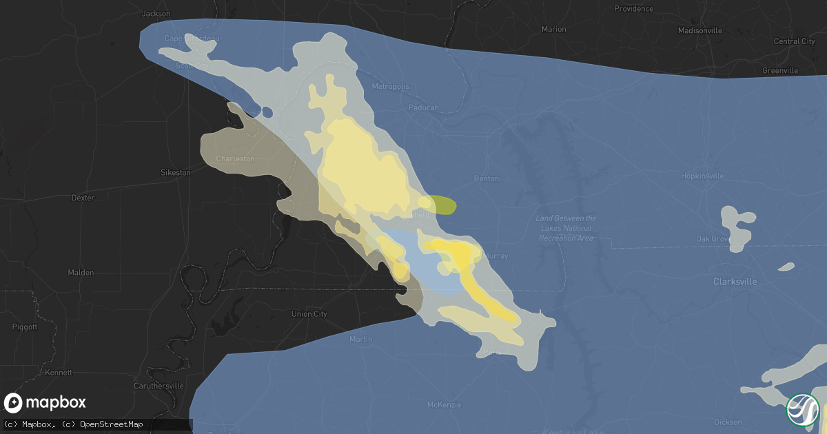 Hail map in Mayfield, KY on July 18, 2023