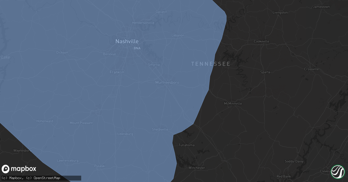 Hail map in Murfreesboro, TN on July 18, 2023