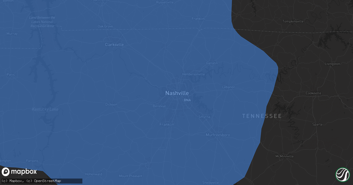 Hail map in Nashville, TN on July 18, 2023