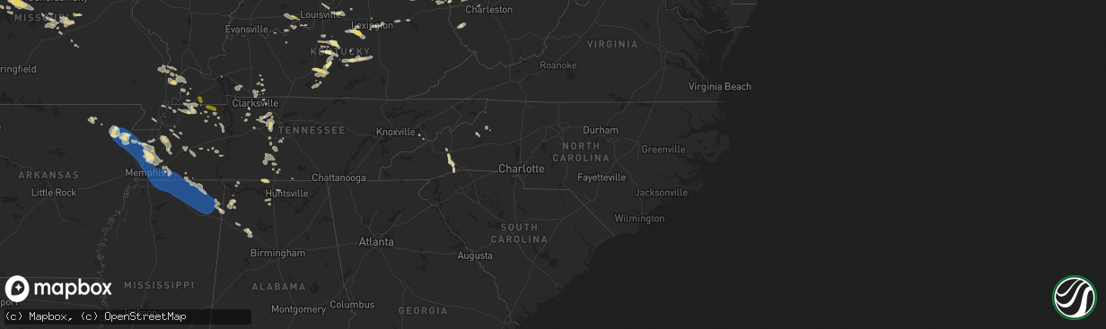 Hail map in North Carolina on July 18, 2023