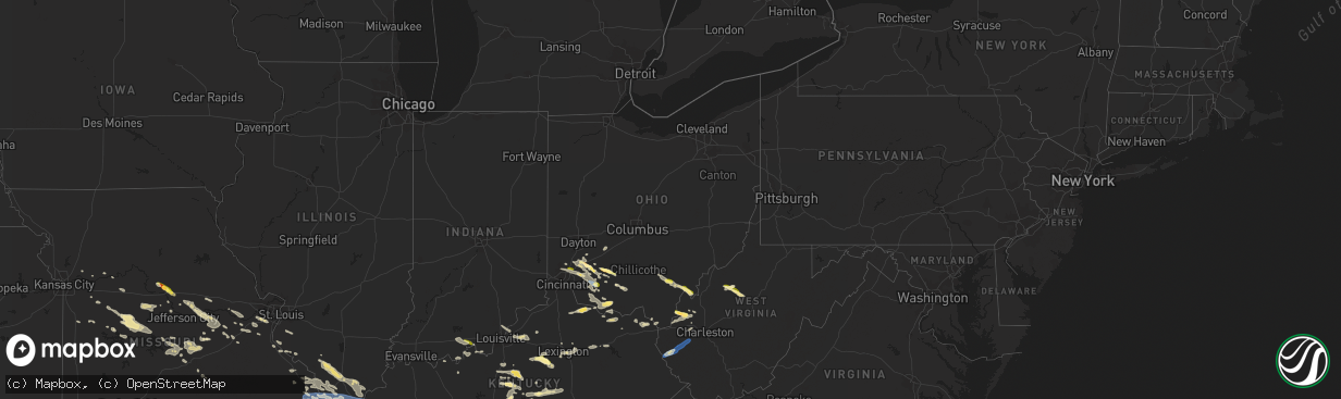 Hail map in Ohio on July 18, 2023
