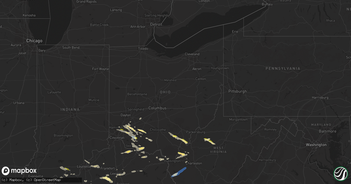 Hail map in Ohio on July 18, 2023