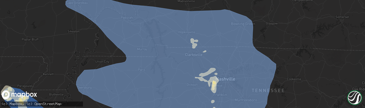 Hail map in Paducah, KY on July 18, 2023