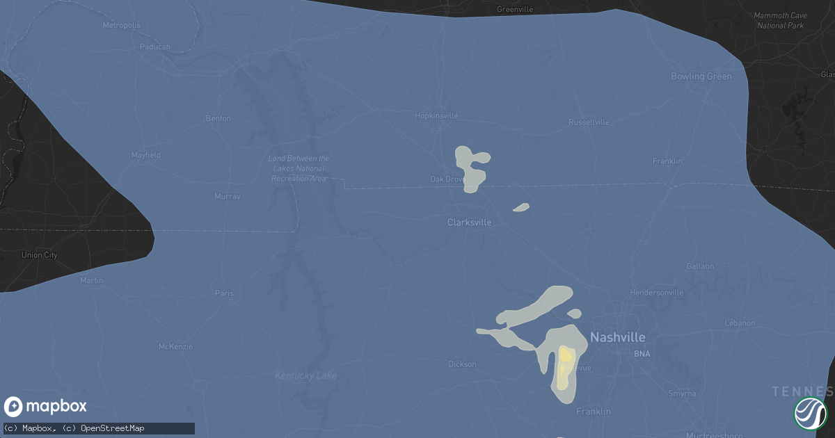 Hail map in Paducah, KY on July 18, 2023