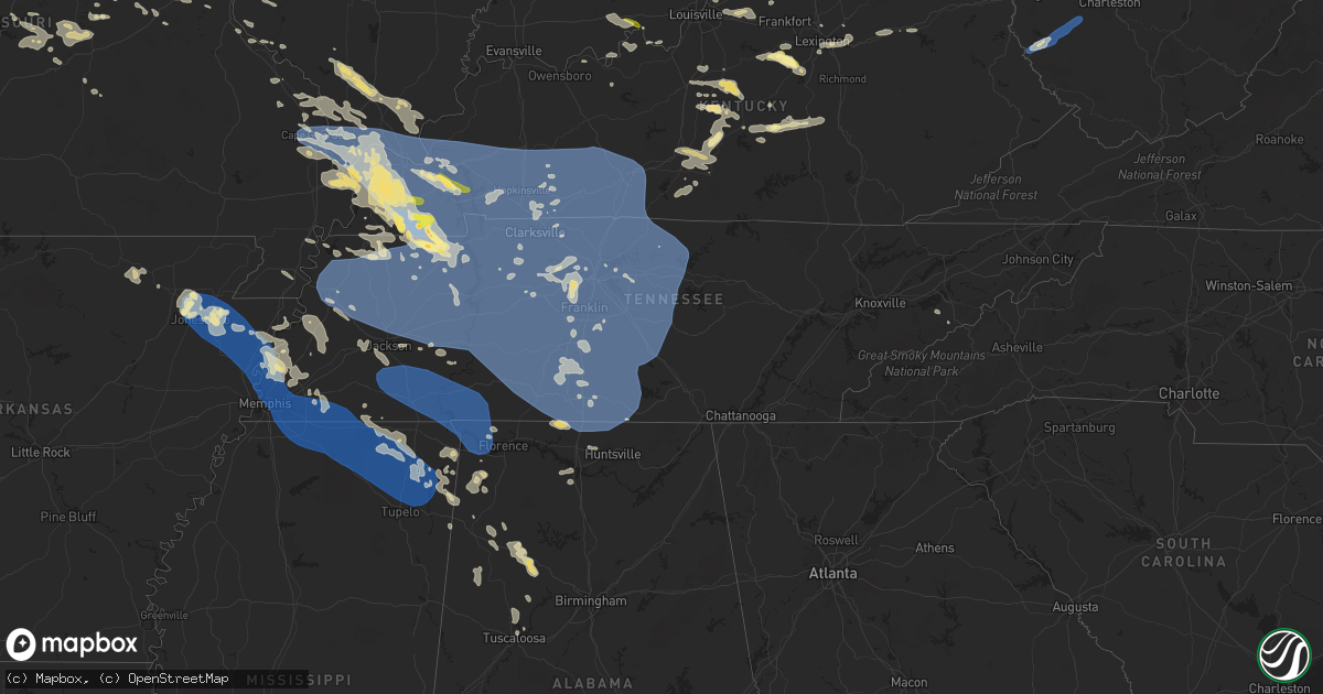 Hail map in Tennessee on July 18, 2023