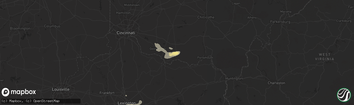 Hail map in West Union, OH on July 18, 2023