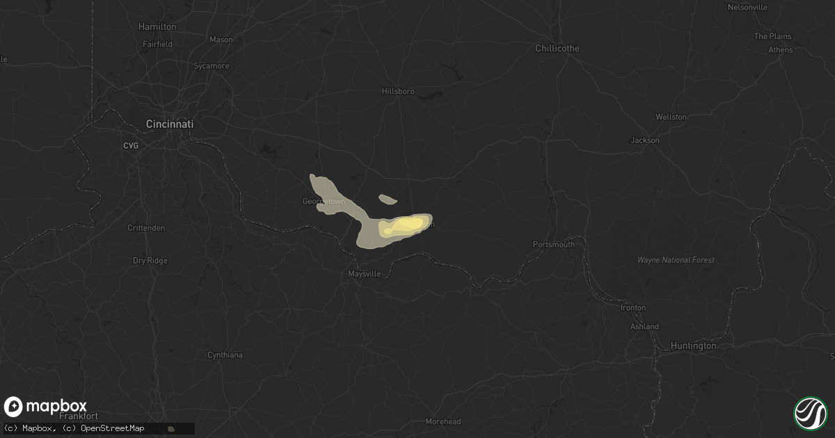 Hail map in West Union, OH on July 18, 2023