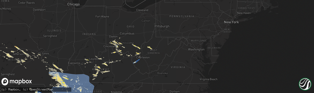 Hail map in West Virginia on July 18, 2023