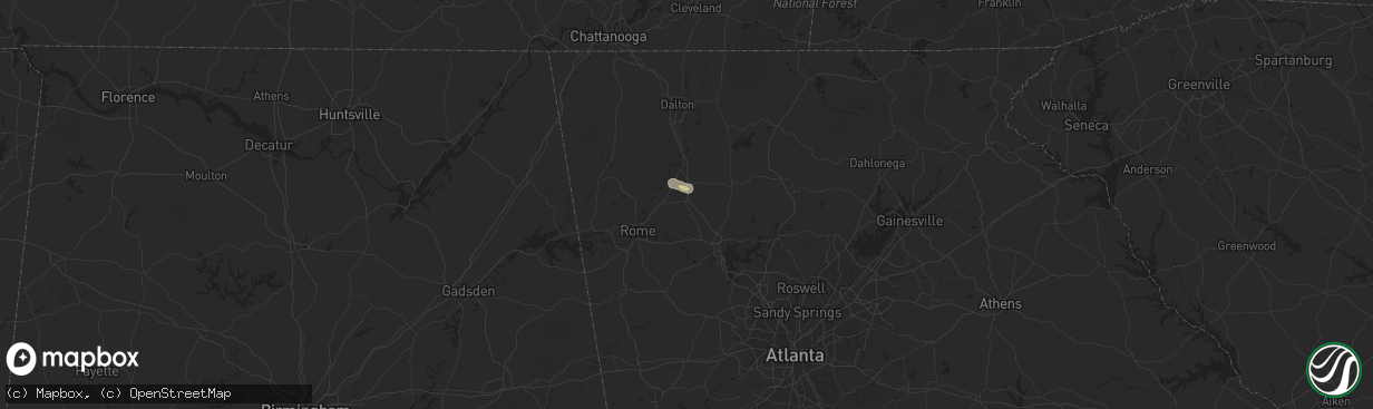 Hail map in Adairsville, GA on July 18, 2024