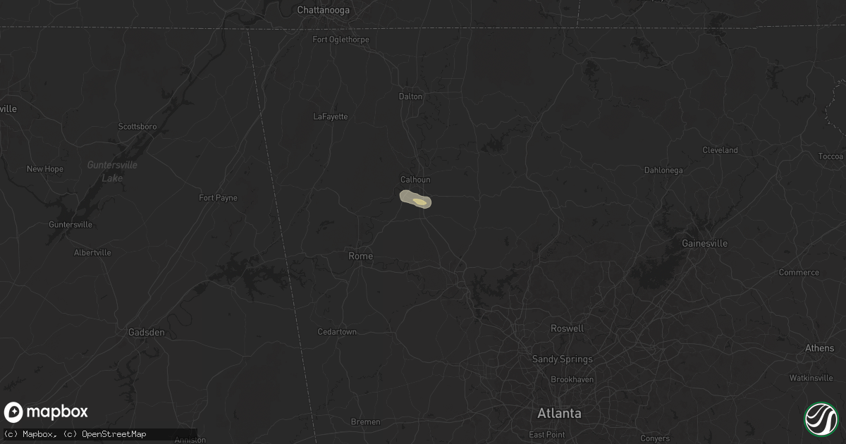 Hail map in Adairsville, GA on July 18, 2024