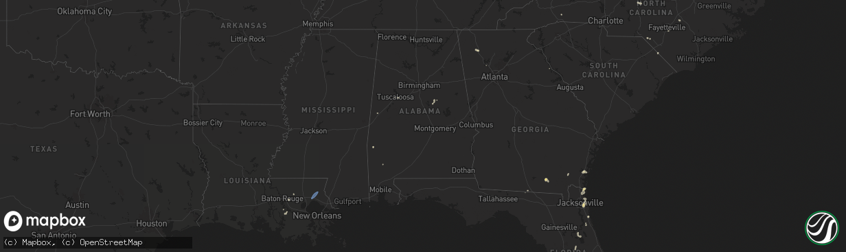 Hail map in Alabama on July 18, 2024