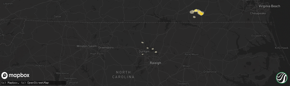 Hail map in Bahama, NC on July 18, 2024