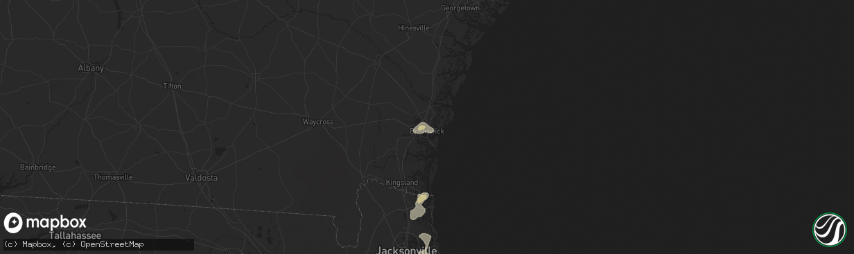 Hail map in Brunswick, GA on July 18, 2024