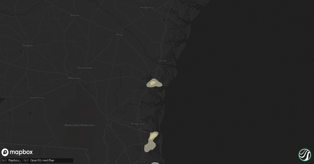 Hail map in Brunswick, GA on July 18, 2024