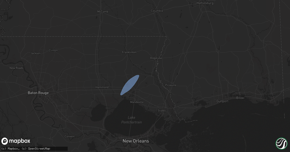 Hail map in Bush, LA on July 18, 2024
