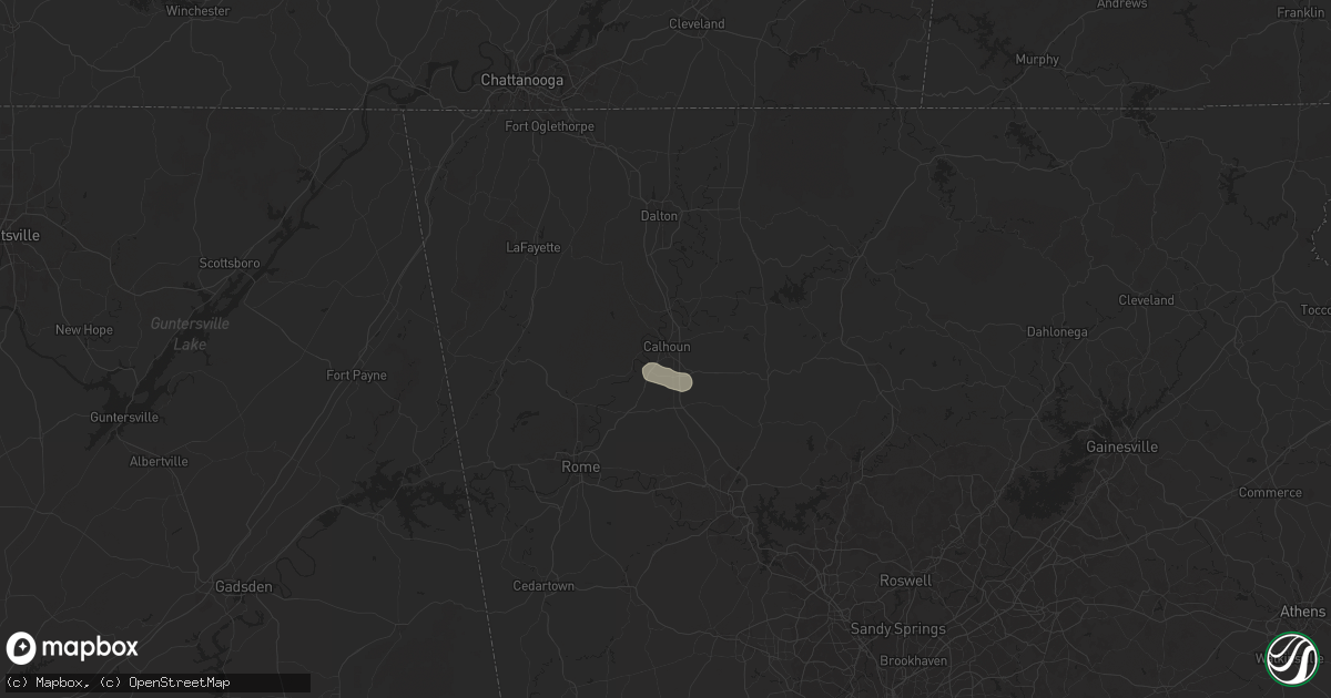 Hail map in Calhoun, GA on July 18, 2024