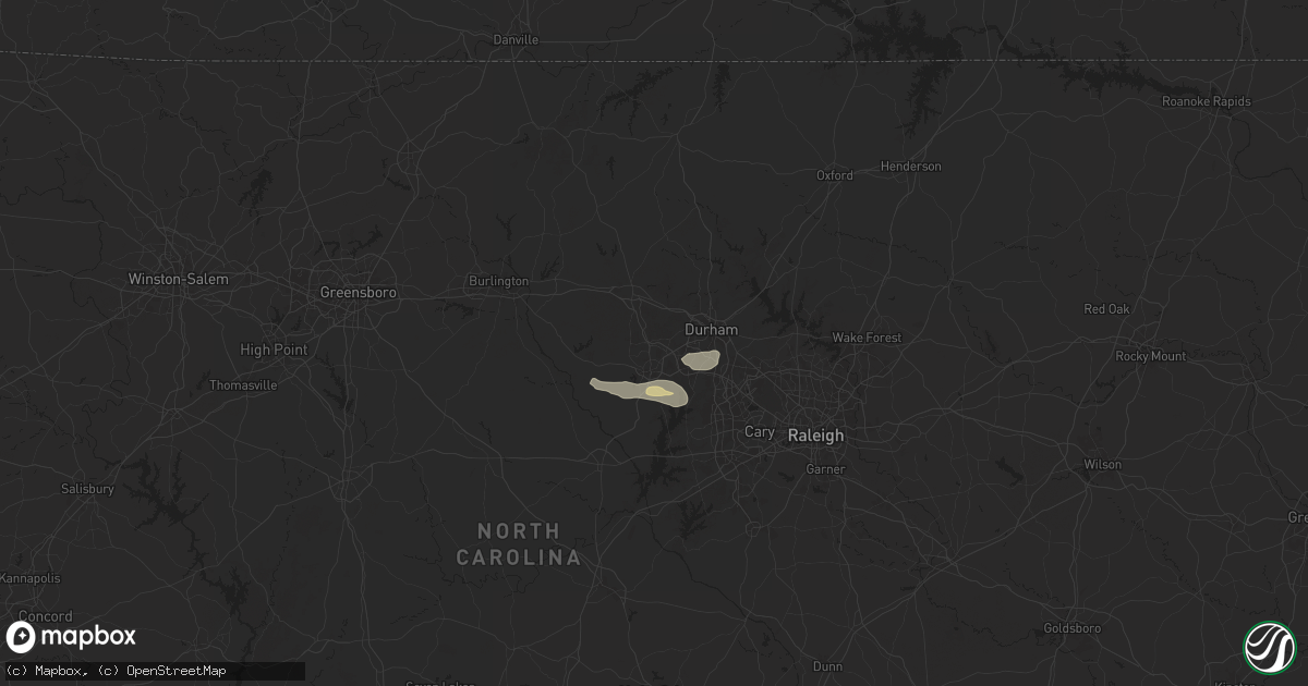 Hail map in Chapel Hill, NC on July 18, 2024