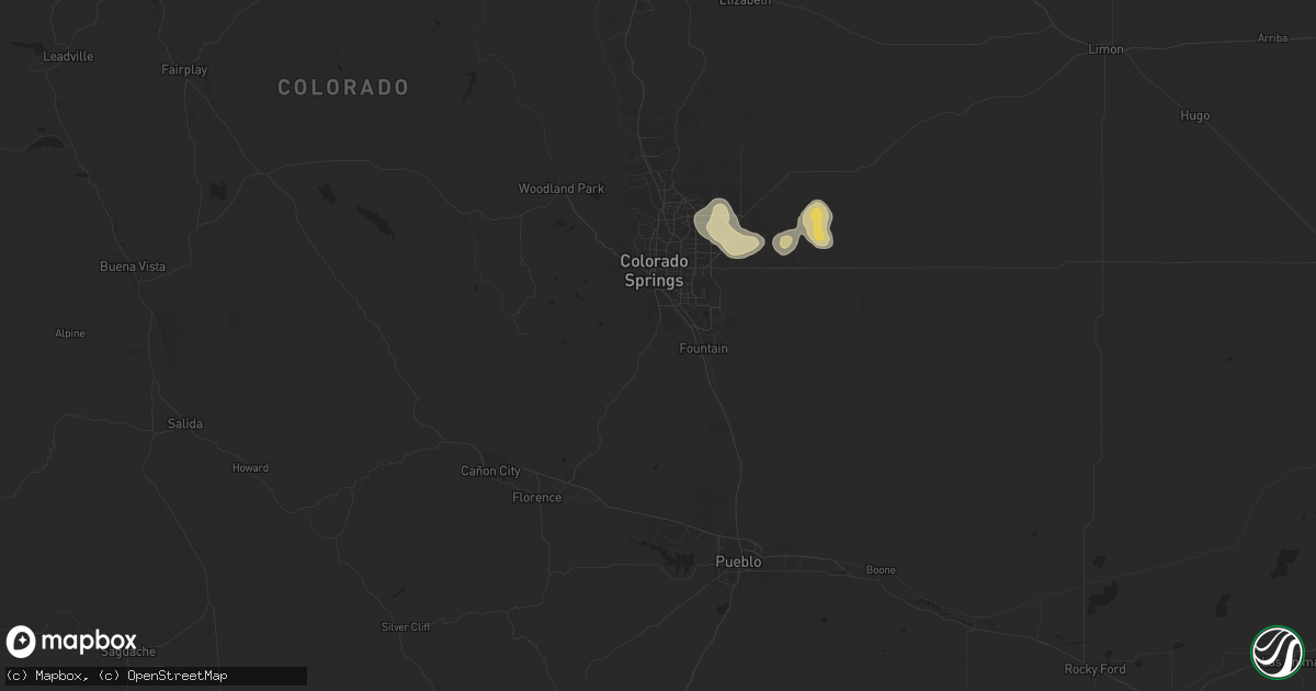 Hail map in Colorado Springs, CO on July 18, 2024