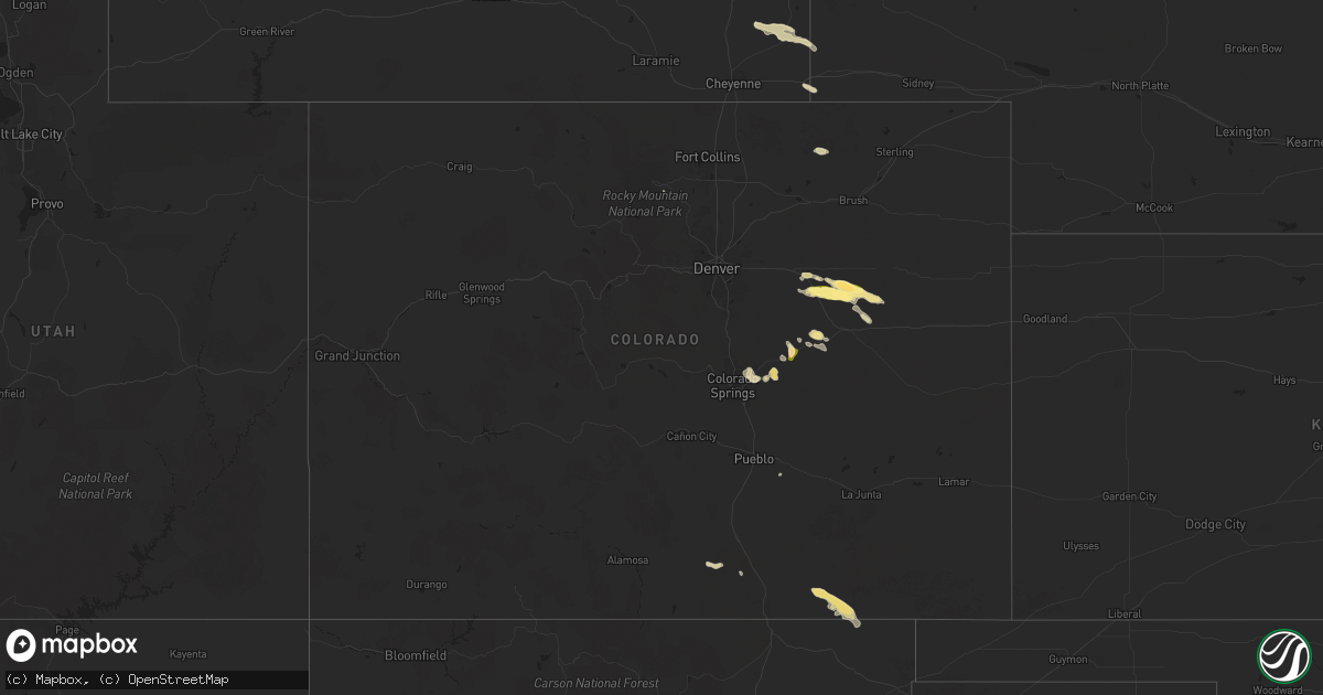 Hail map in Colorado on July 18, 2024