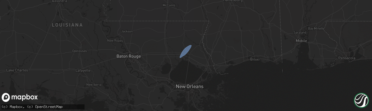 Hail map in Covington, LA on July 18, 2024