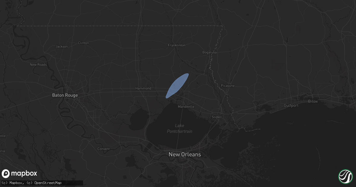 Hail map in Covington, LA on July 18, 2024