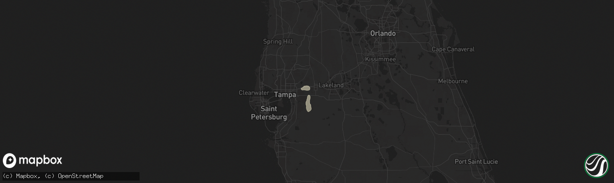 Hail map in Dover, FL on July 18, 2024