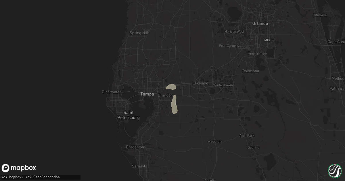Hail map in Dover, FL on July 18, 2024