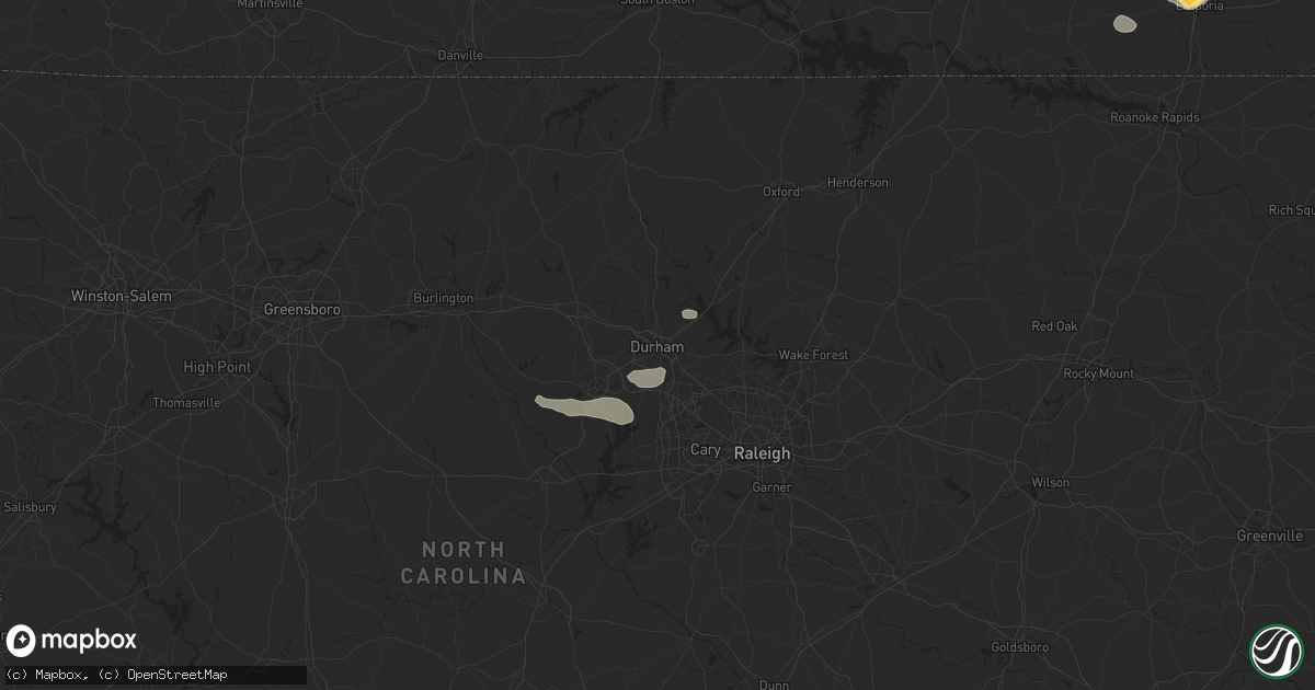 Hail map in Durham, NC on July 18, 2024