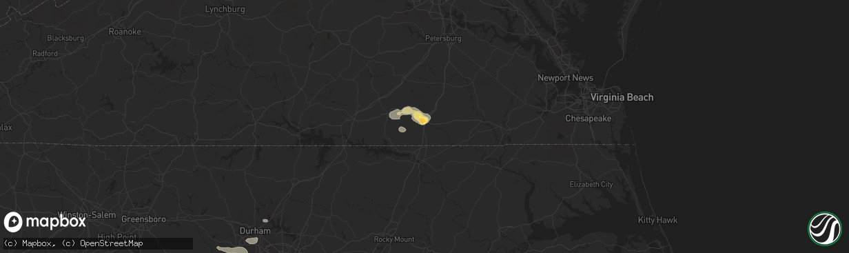 Hail map in Emporia, VA on July 18, 2024